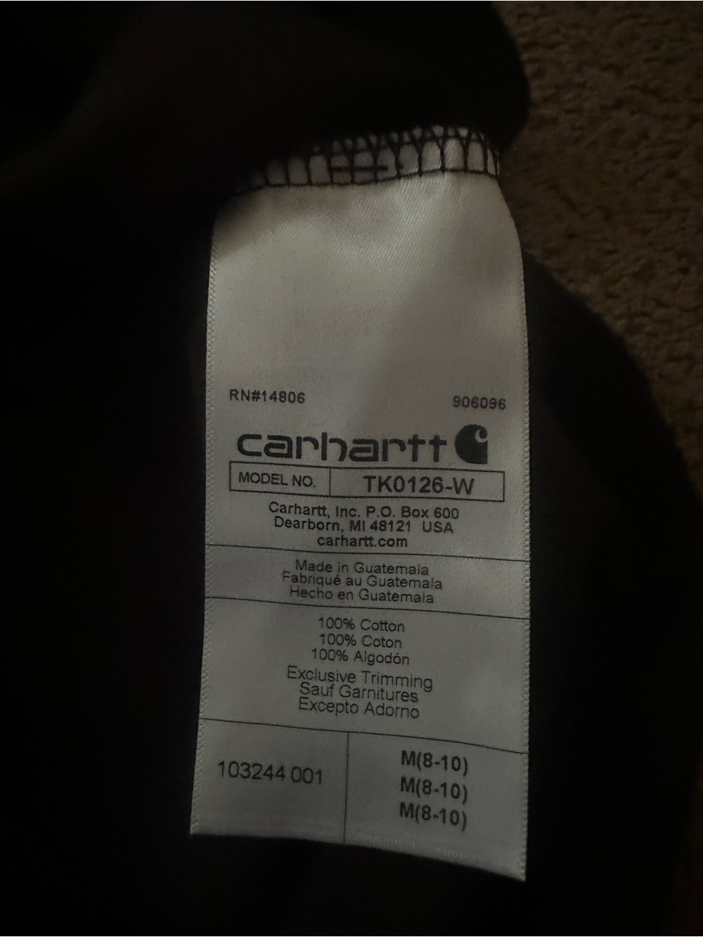 Carhartt Black Long-Sleeve Pocket Tee with Gold Logo Patch - Picture 6 of 6
